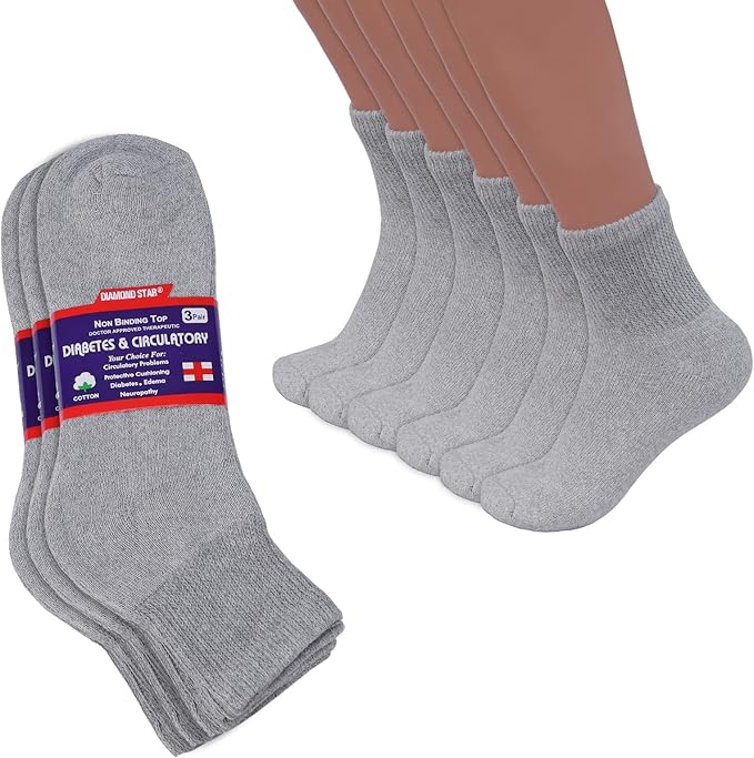 {12-Pairs} Cotton Diabetic Quarter Socks - Gallery 8