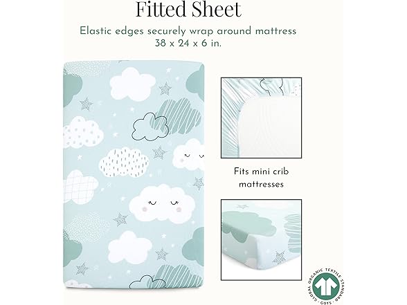 Evolur Dreamer 3 Piece Mini Crib Bedding Set