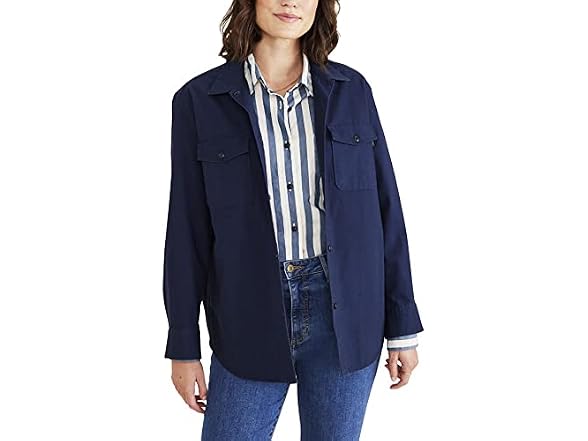 Dockers Women Relaxed Long Sleeve Shirt Jacket - Gallery 4