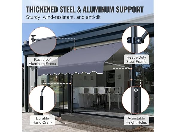 Manual Retractable Awning, 118" Outdoor