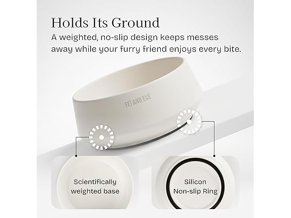 Fei & Eve Dog Bowl 30 Oz, Cloud White - Stain & Odor Resistant