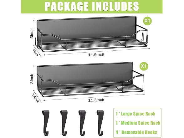 IYEBAU Magnetic Spice Rack 2 Pack (Black)