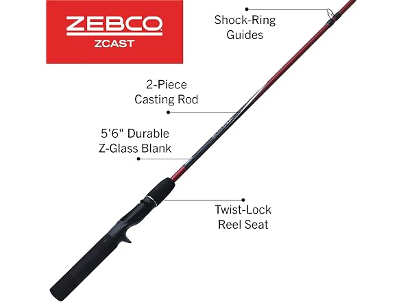 Zebco Z-Cast Casting Fishing Rod, 5-Foot 6-Inch, Medium-Light Power