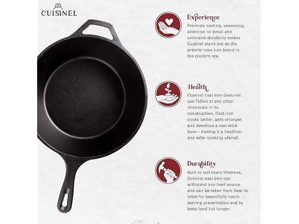 Cuisinel Cast Iron Skillet + Lid, 2-in-1
