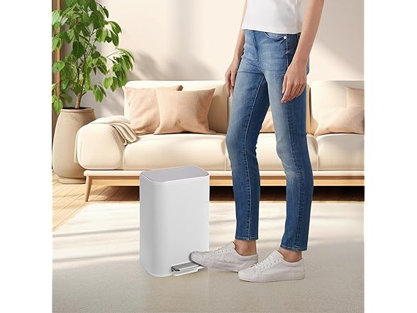 Takywep Kitchen Trash Can, 12L/3.2 Gal Stainless Steel White