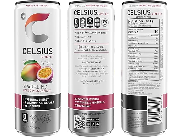 12PK CELSIUS Sparkling Mango Passionfruit