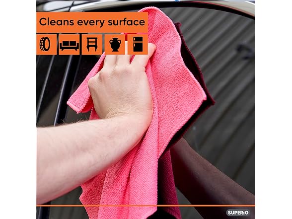 Superio Pink Microfiber Cleaning Cloth 24 Pack