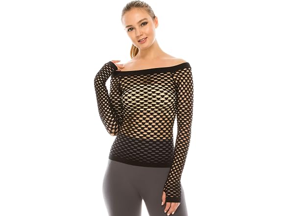 Kurve Women (X-Small-Medium) Stretchy Fishnet Top
