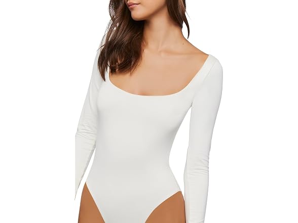 Forever 21 (M) Long-Sleeve Bodysuit Cream
