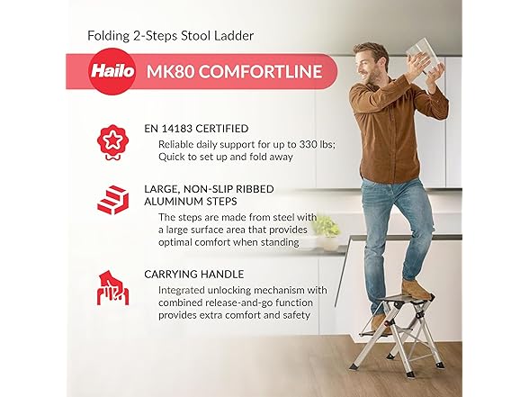 Hailo MK80 Mini (Aluminum) Mini Steel Step Stool