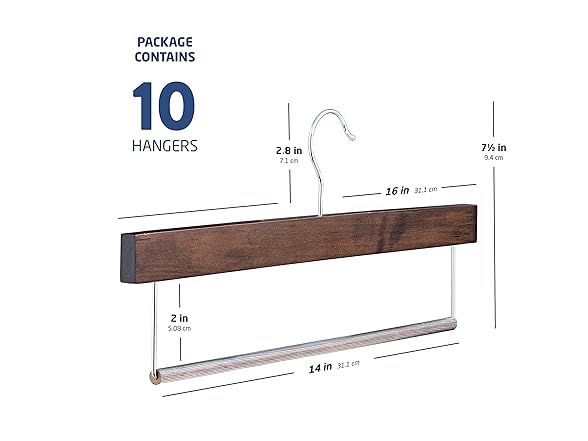 Zober Wooden Pants Hangers (10-Pack)