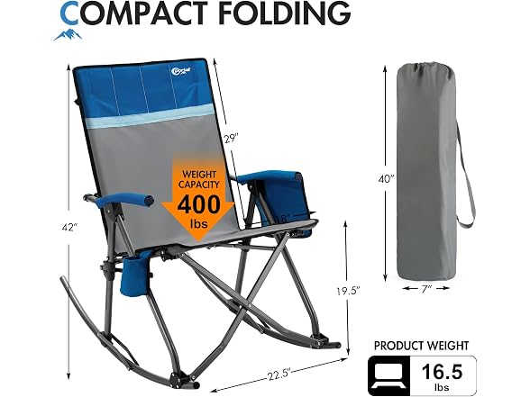 Portal Grey/Blue Rocking Camping Chair