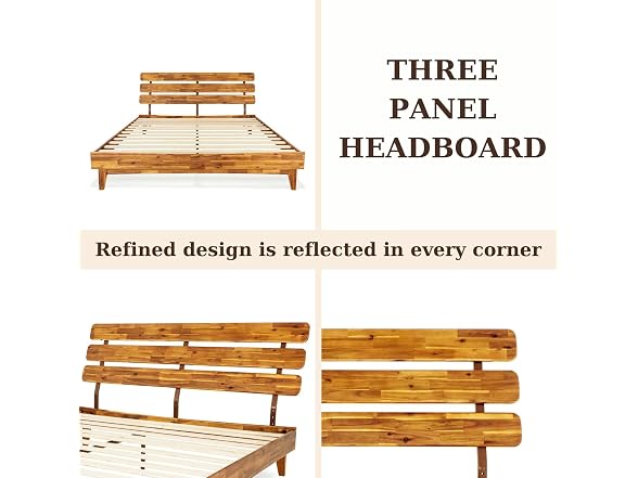 Bme Caden King Size Bed Frame and Adjustable Headboard, 15"
