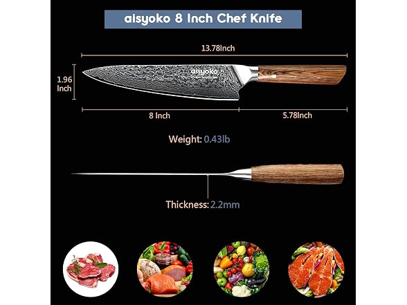 aisyoko Damascus VG-10 chef knife 8-inch