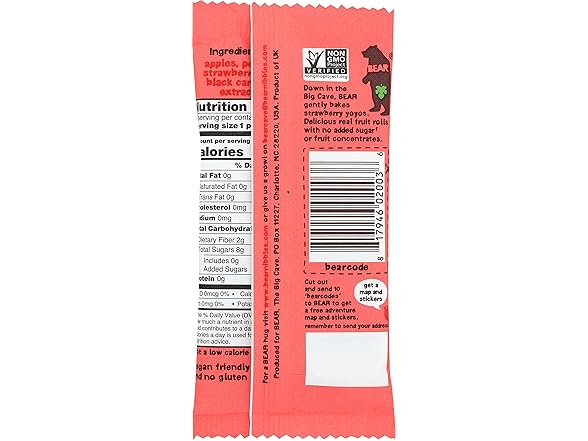 Bear Apple-Pear Strawberry Fruit Rolls, 0.7 oz