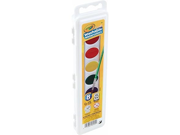 Crayola Washable Watercolors, Kids Paint Set, 8ct