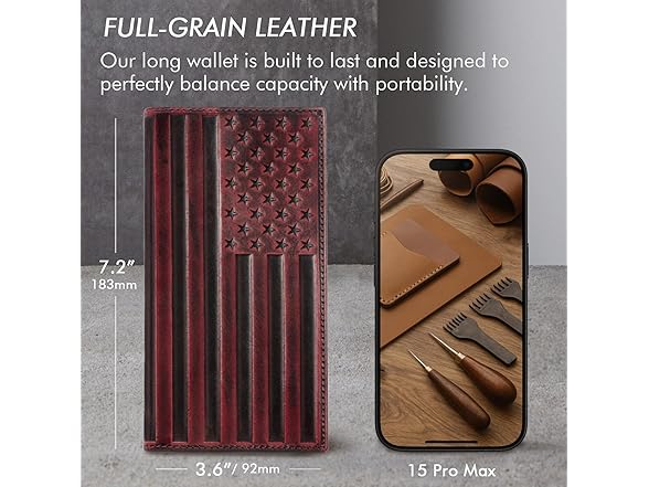 Pefiam Leather Long Wallet for Men