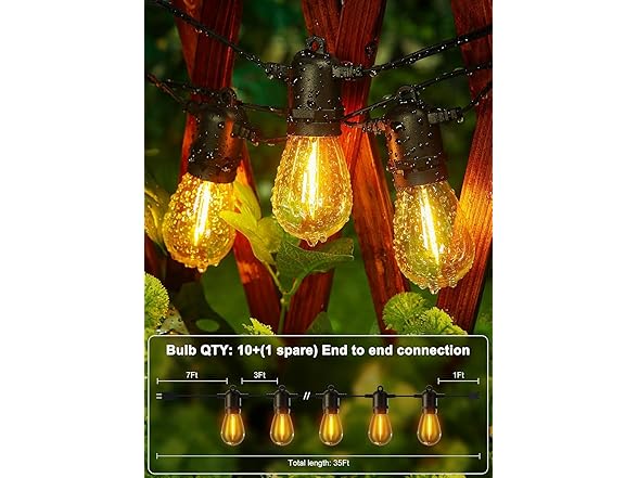 Brightown Outdoor String Lights 35FT