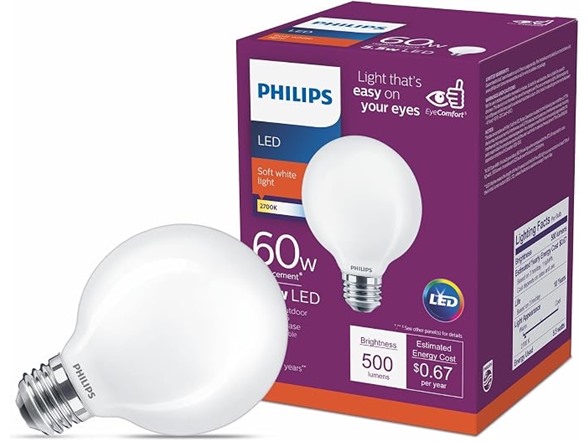 Phillips 5.5W (60W Equivalent) Soft White G25 Globe LED Light Bulb