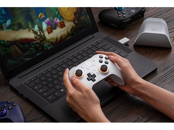 8BitDo Ultimate 2 Wireless Controller for Windows PC, Apple, Steam & Android, Gaming Controller with TMR Joysticks, Hall/Tactile Triggers, Motion Control, RGB Fire Ring, 1000Hz Polling Rate, White (Open Box)