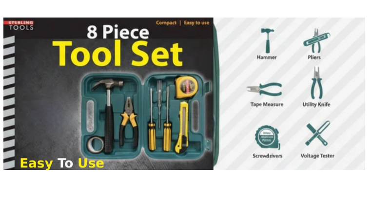 8 Piece Household Tool Set in Plastic Toolbox - Gallery 7