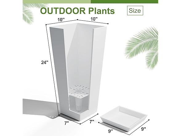 YESUNEED 24-Inch Tall Planters Set of 2 for Outdoor and Indo (Open Box)