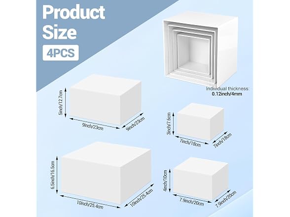 8Pcs Acrylic Display Risers Hollow Cube Food Stands