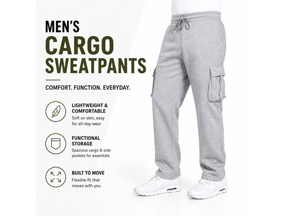 3Pk Mens Open Bottom Fleece Sweatpants