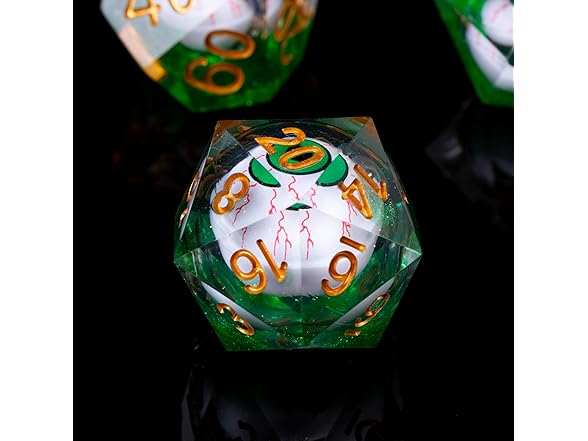 FugaCity DND-Blood Eyes & GREEN, Dice Set Hand