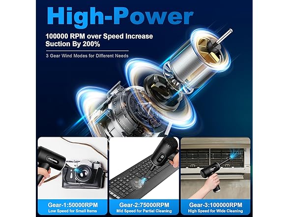 FRESMOL 100K RPM Compressed Air Duster-3 Gear