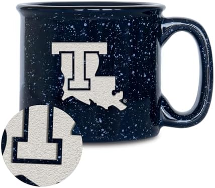 Rico Industries NCAA Louisiana Tech Bulldogs Speckle 12oz Laser Engraved Campfire Mug