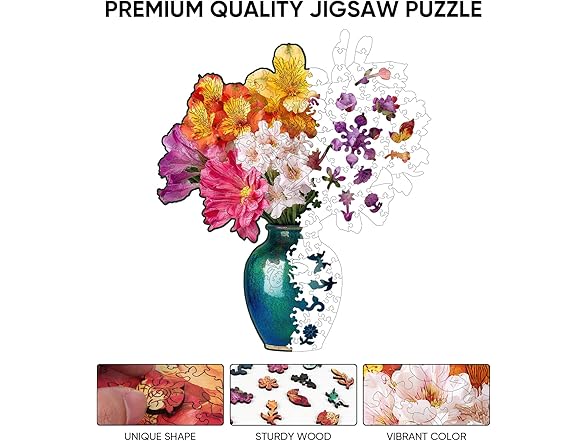 Ixfyloop Wooden Puzzles for Adults, Modern Vase
