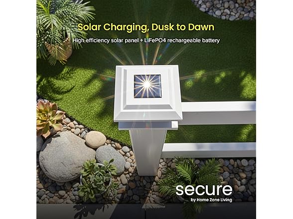 Home Zone Security 4-Pack Crown Style Solar Powered Post Cap Light