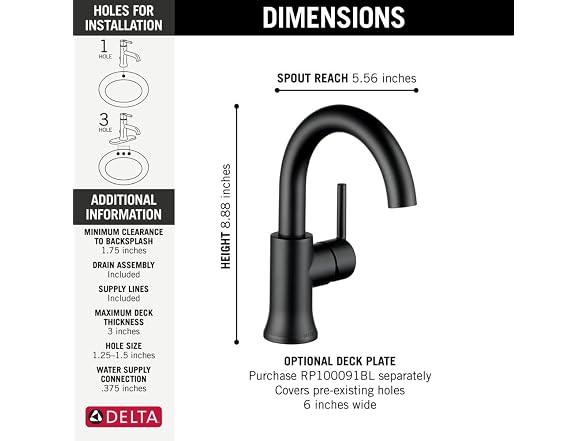 Delta Faucet Trinsic Matte Black Bathroom Faucet