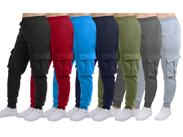 3Pk Womens Fleece-Lined Cargo Joggers