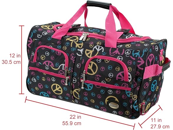 Rockland 22" Polyester Rolling Duffel Bag, Peace
