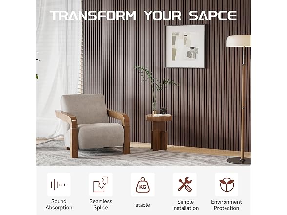 POHARE Wood Slat Wall Panels 2Pk Walnut