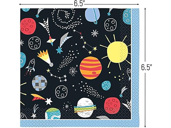 Multicolor Outer Space Adventure Luncheon Paper Napkins