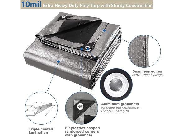 Yescom 10x15FT 10-Mil Plastic Tarp