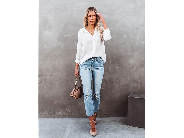 QegarTop Women (L) Button Down Shirts Long Tops