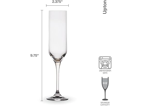 Mikasa Upton Lead-Free Champagne Flute Glasses, Set of 4, 8 Ounce