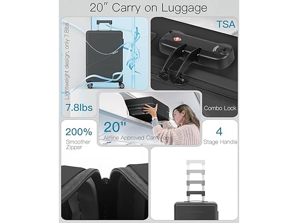 FOGFLY 20 Inch Carry On Luggage - Gallery 4