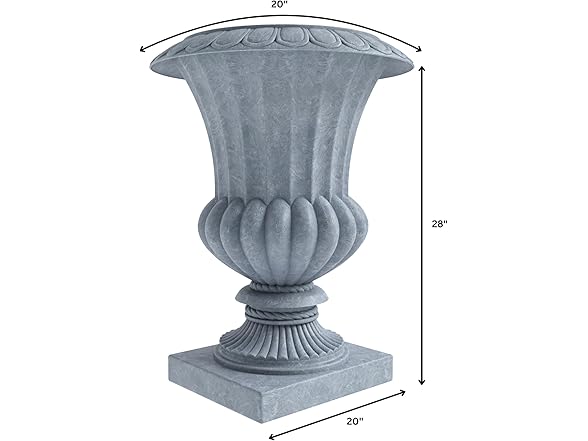 LeisureMod LP28AC Lotus Fiberstone and Clay Urn Planter
