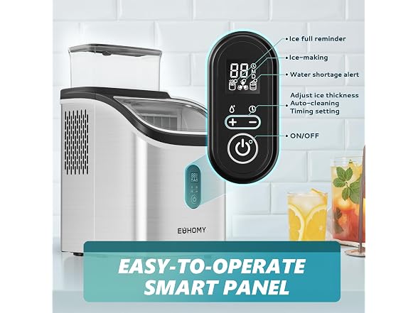 EUHOMY Ice Cube Maker Machine Countertop w Water Tank, SILV