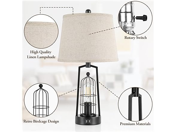 Brightever Table Lamps with 2 USB Ports