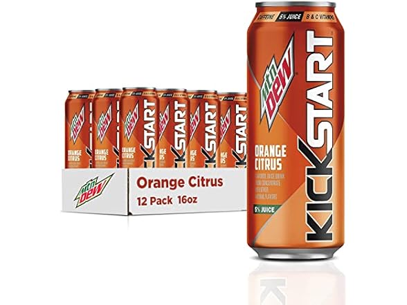 Mountain Dew Kickstart, Orange Citrus, 12Pk