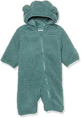 Amazon Essentials Unisex Babies' Sherpa Fleece Bunting Suit, Dark Sage Green, 18 Months