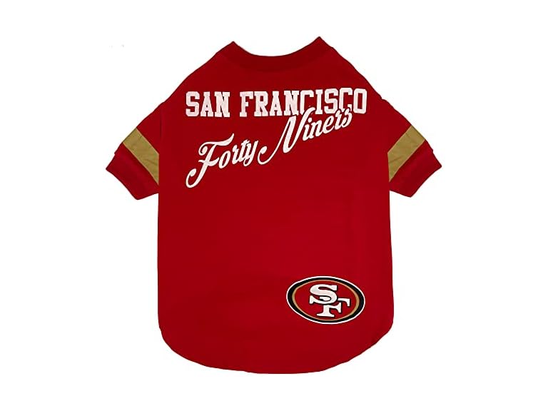 NFL San Francisco 49ers T-Shirt for Dogs & Cats, Large. Football Dog Shirt for NFL Team Fans. New & Updated Fashionable Stripe Design, Durable & Cute Sports PET TEE Shirt Outfit