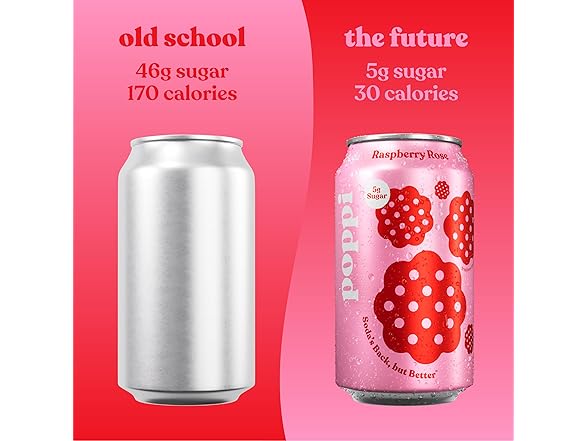 1CT Poppi Prebiotic Soda, Raspberry Rose, 12 oz