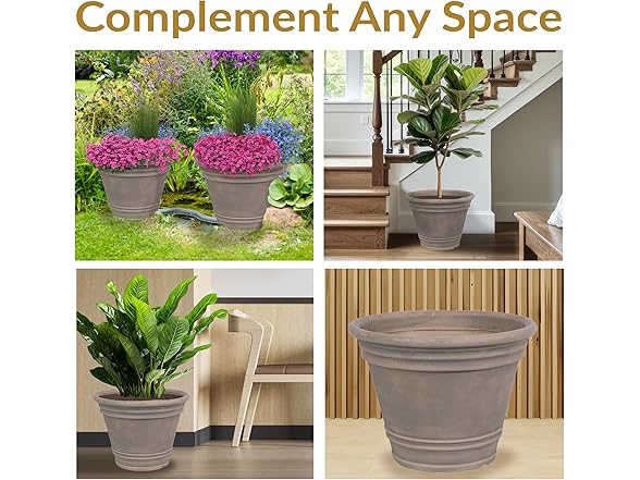 Sunnydaze 20-Inch Franklin Large Plant Pot  - Beige